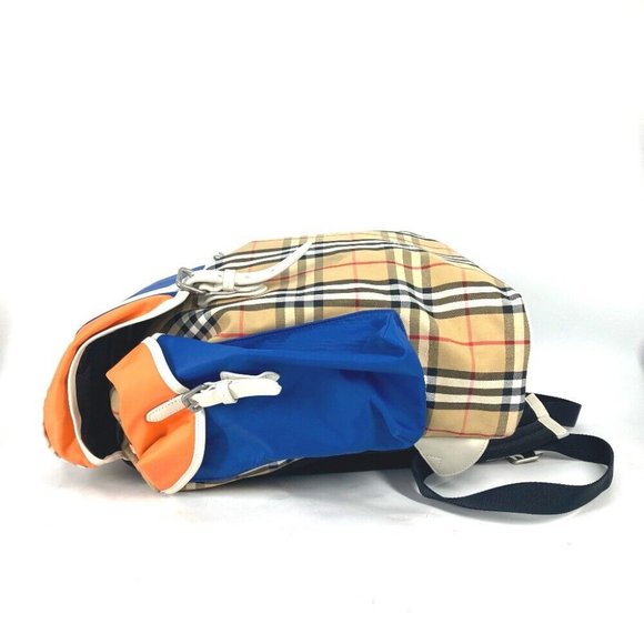 BURBERRY Bag check Backpack Leather/Canvas Beige/Orange x blue main image 8